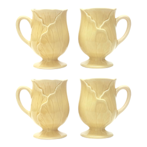 Wheat Cream Ceramic Lotus Poppytrail Cups by Metlox - Set of 4
