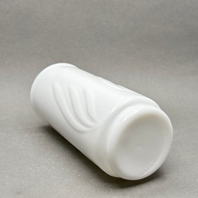 Glass Vintage Mid-Century White Milk Glass Swirl Cylinder Vase For Sale - Image 7 of 8