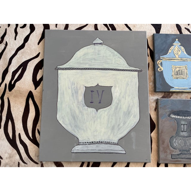 2020s Three Urns - Set of Three Original Acrylic Paintings For Sale - Image 5 of 6