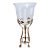 Antique Art Nouveau Brass Tripod Hurricane Candleholder With Etched Glass Shade — Ginkgo & Calla Lily Motif, Circa 1900–1910 For Sale