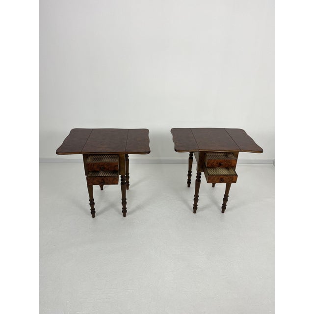 Set of 2 Victorian style folding bedside tables, 1960s Drawers on the front and door on the back. from the descriptive...