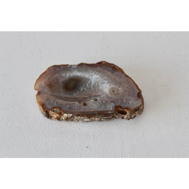 Vintage Mid Century Polished Brown White Agate Ashtray Candy Dish Cashpot For Sale - Image 9 of 15