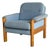 Teak Blue Lounge Chair Fabric Upholstered Armchair Wooden Living Room Seating Denmark 1980s For Sale