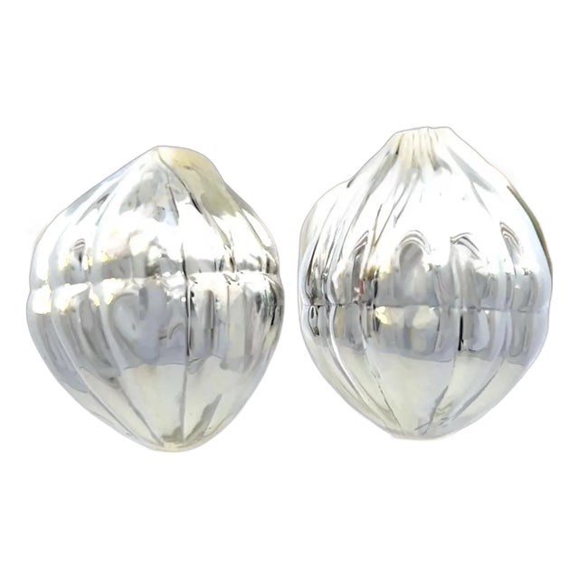 1990s Tiffany & Co Estate XL Puffed Clip-on Earrings Sterling Silver, 2 pieces For Sale