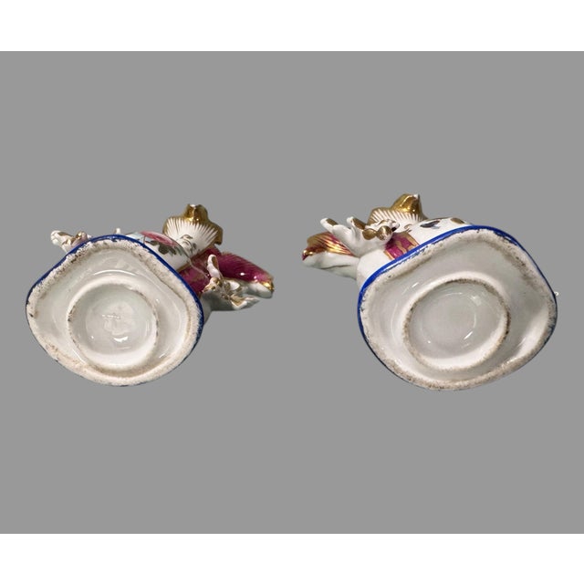 Late 20th Century Pair of Antique Old Paris Porcelain Floral & Gilt Decorated Handled 7.5" Spill Vases For Sale - Image 5 of 7