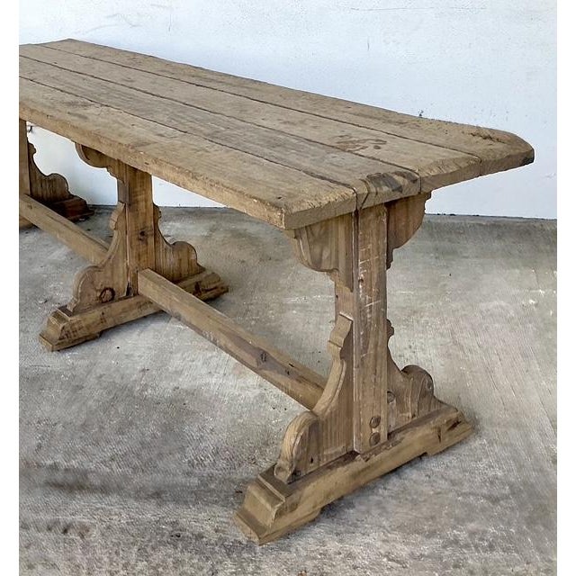 Vintage Patinated Plank Farm Table For Sale - Image 4 of 12