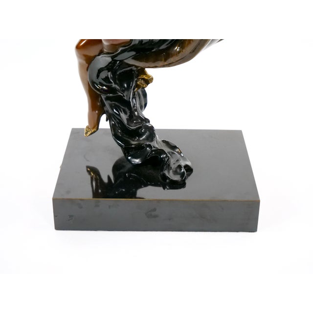 Bronze Mid-Century Modern Patinated Bronze Figural Sculpture of a Reclining Lady For Sale - Image 8 of 12