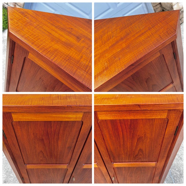 Mid Century Danish Modern Teak Corner Cabinet With Lock + Key | Vamo Sønderborg Møbelfabrik For Sale - Image 14 of 18