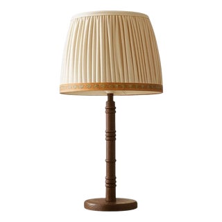 Lily Table Lamp in Wood with Cotton Pleated Shade by Popus Editions For Sale