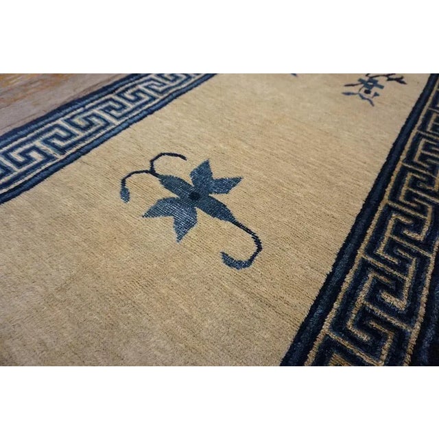 1900 - 1909 1900s Beige Medallion Floral Antique Chinese Peking Rug 2' 3''x 13' 6 Knotted Wool Carpet For Sale - Image 5 of 12