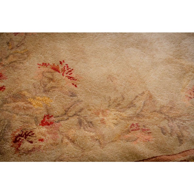 Neoclassical 1920s Beige Cream Floral Neoclassical Knotted Antique European Savonnerie Rug For Sale - Image 3 of 8