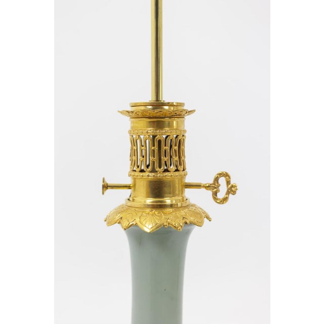Table Lamps in Céladon Porcelain and Gilt Bronze, 1880s, Set of 2 For Sale - Image 6 of 9