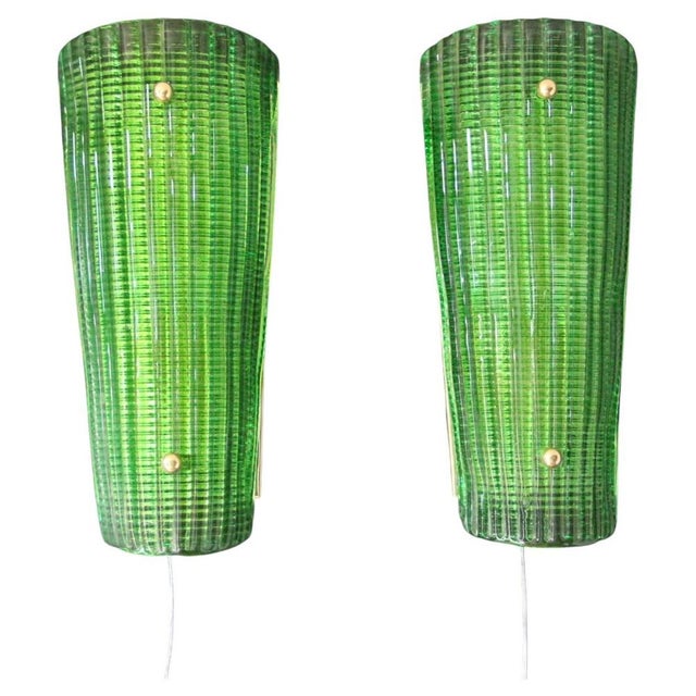 Emerald Green Murano Glass Wall Sconces in the style of Mazzega, Italy, ,2000s, Set of 2 For Sale - Image 14 of 14