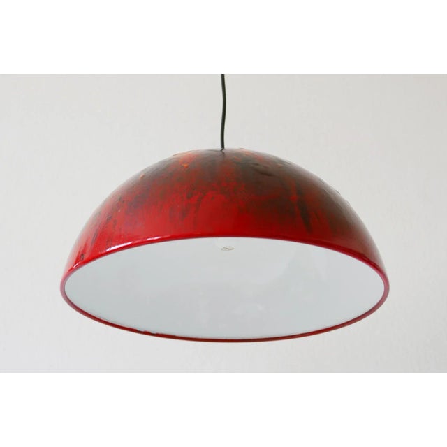 Large Mid-Century Modern Enameled Dome Pendant Lamp, 1960s For Sale - Image 10 of 17