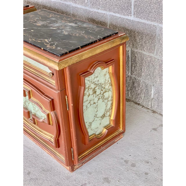 Vintage Hollywood Regency Marble Top Mirrored Nightstands-A Pair | Chairish