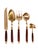 43 piece Vintage Rosewood and brass flatware set. Made in Thailand in the 60's. Includes Serving utensils and a setting...