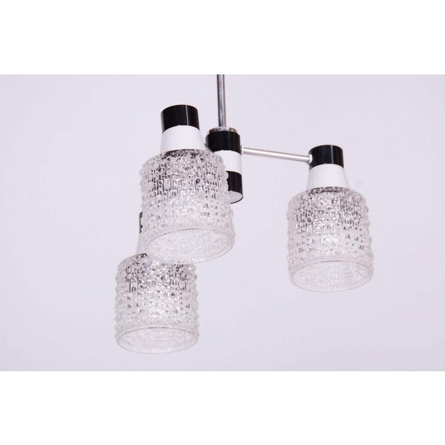 Brown Mid-Century Czech Chandelier in Chrome and Opaline Glass attributed to Drukov, 1970s For Sale - Image 8 of 13
