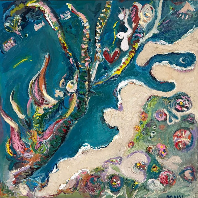 Aerial Seascape Abstract, Original Oil Painting, Rare Art For Sale In Saint Louis - Image 6 of 12