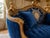 French 1940 French Artisan Louis XVI Gold Blue Beech Settee For Sale - Image 3 of 17