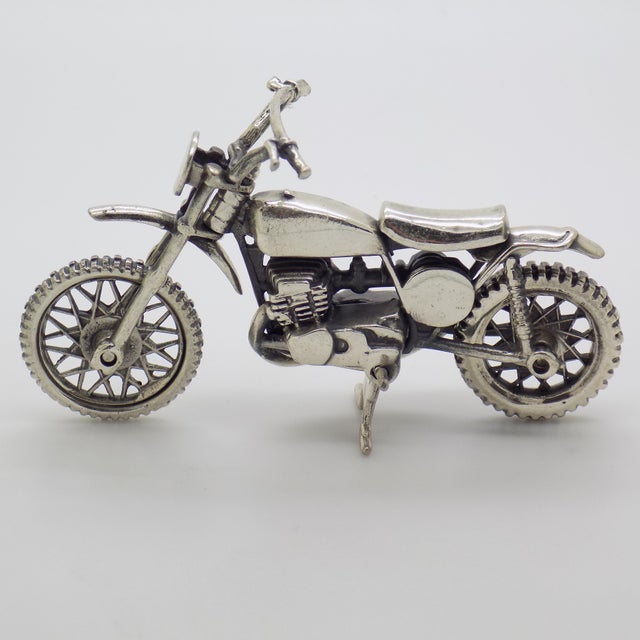 Vintage Italian Silver Motorbike Figurine, 1980s For Sale - Image 13 of 13