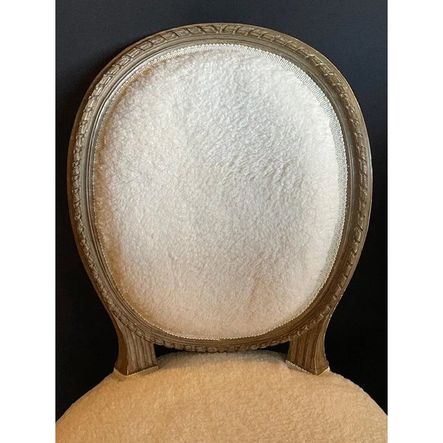 Jansen Distressed Sherpa Upholstered Side Chairs - a Pair For Sale - Image 4 of 10
