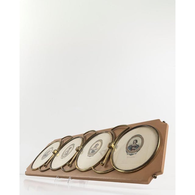 1960s Mid-Century Modern Italian Wall Coat Rack with Brass Oval Frames , 1960s For Sale - Image 5 of 18