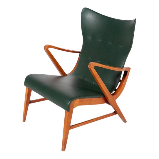 Architectural Swedish Armchair by Axel Larsson, 1950s For Sale