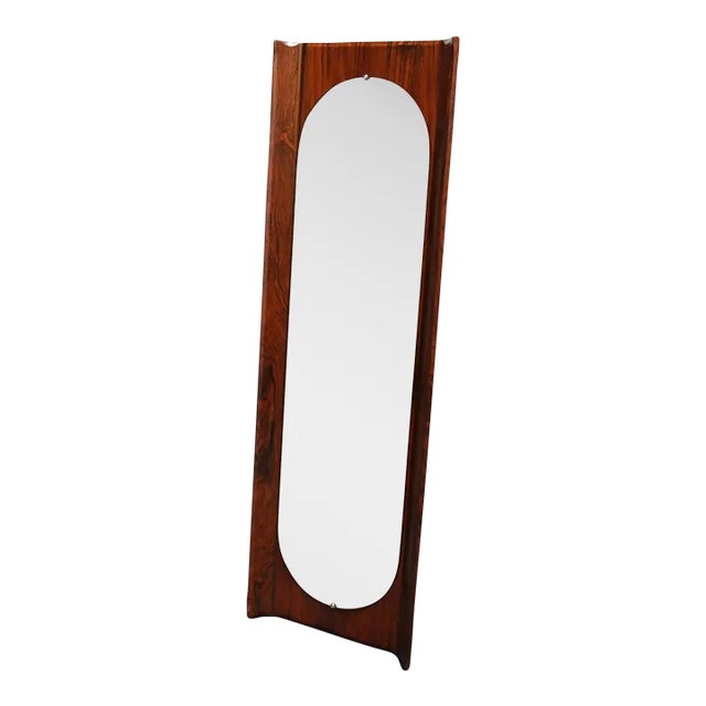 Vintage Italian Modern Rosewood Wall Mirror Designed by Donati for Stil Glass For Sale