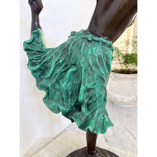 Stone Art Deco Style Dancer Sculpture With Marble Base For Sale - Image 7 of 10