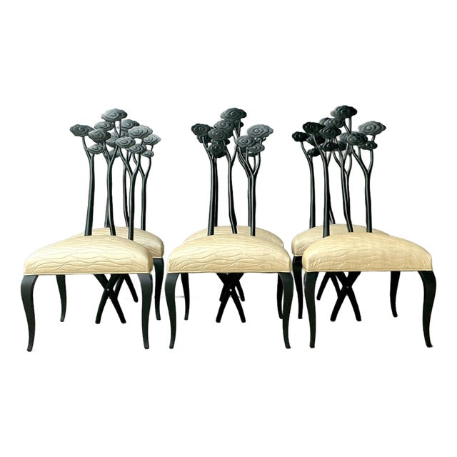 Vintage Christopher Guy Art Nouveau Style Dining Chairs - Set of 6 For Sale