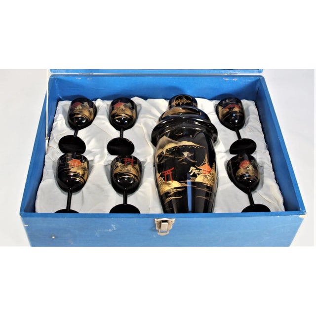 Vintage Japanese Lacquer Cocktail Set 8 Pieces | Chairish