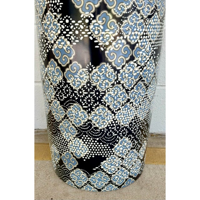 Port 68 Port 68 Modern Moroccan Navy Blue and White Ceramic Round Hill Garden Stool For Sale - Image 4 of 4