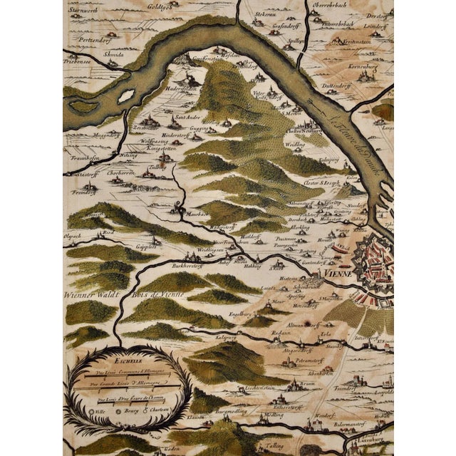 Sculpture Materials Vienna, Austria: A Large 17th Century Hand-Colored Map by Sanson and Jaillot, 1695 For Sale - Image 7 of 12