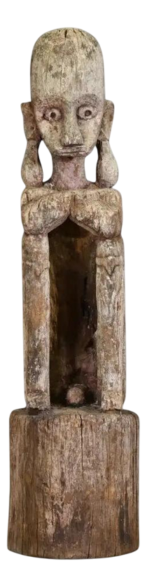 Leti Tribal Statue in Aged Wood with Stand