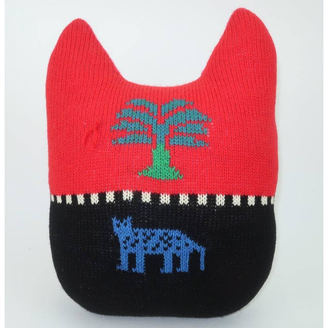 Wool Postmodern Cat Pillow, 1980's For Sale In Atlanta - Image 6 of 12