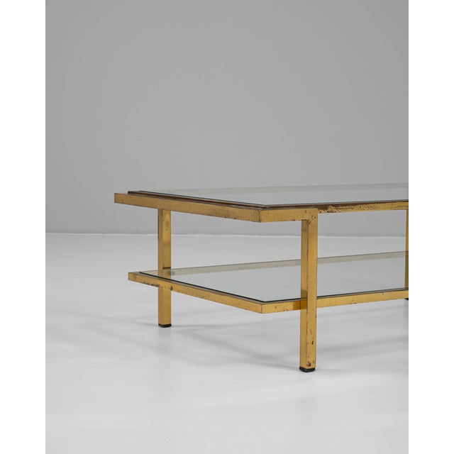 20th Century French Brass Coffee Table With Glass Top For Sale - Image 9 of 11