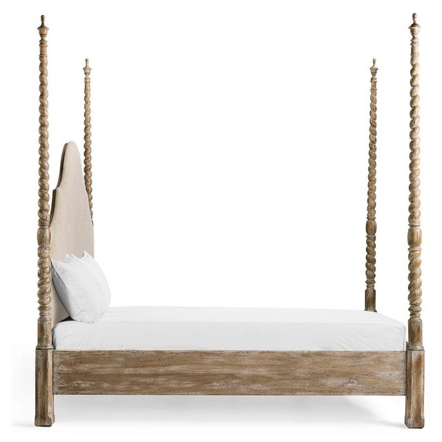 Rustic Farmhouse Barley Twist Poster Bed - Queen For Sale - Image 11 of 12