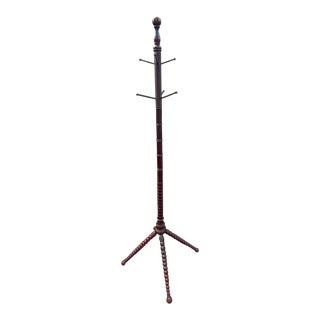 Antique Victorian Bobbin Turned Mahogany Hat and Coat Rack For Sale