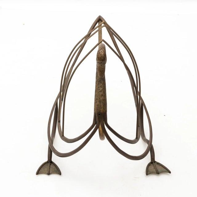 Hollywood Regency Maison Jansen Brass Magazine Rack For Sale - Image 3 of 10