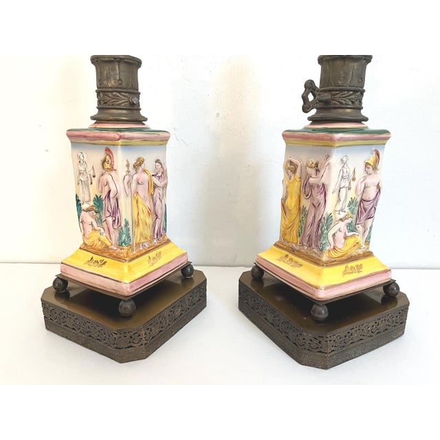 1940s Greco-Roman Lamps & Shades, Pair For Sale - Image 6 of 16