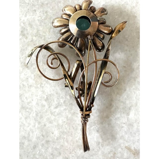 Early 20th Century Art Deco 12k Gold Filled Brooch With Large Blue Stone - Stamped and Signed Harry Iskin For Sale In New York - Image 6 of 7