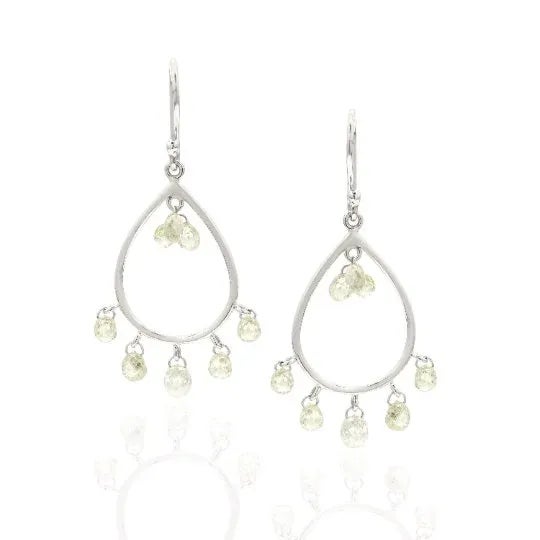 Not Yet Made - Made To Order Beaded Diamond Drop Earrings in 18k Solid White Gold- A Pair For Sale - Image 5 of 11