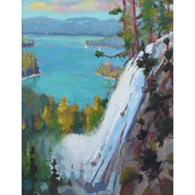 Silvio Silvestri, Listed Artist Eagle Falls Lake Tahoe California Oil Painting Including the Antiqued Gold Wood Frame For Sale In Los Angeles - Image 6 of 12