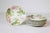 A set of French Majolica strawberry plates from the 19th century, with pink, green and blue accents, priced and sold...