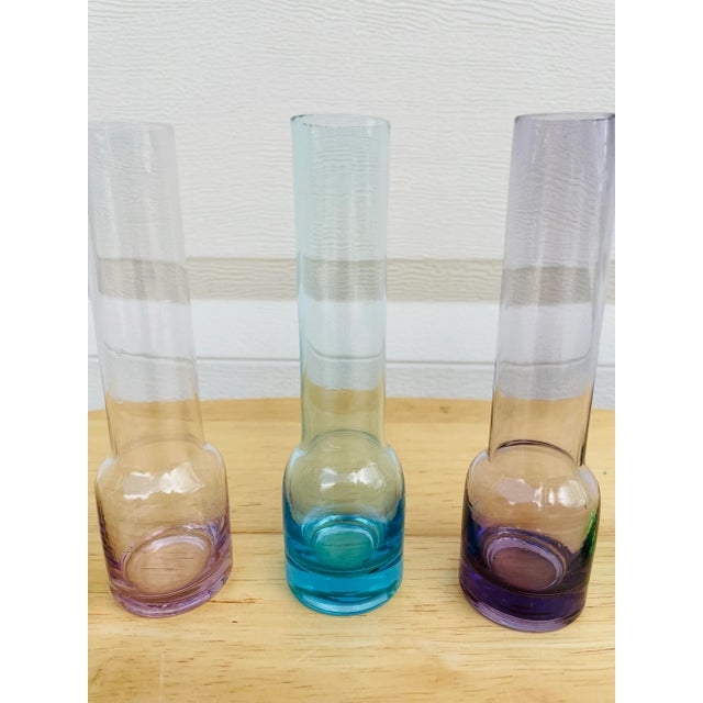 Set of 5 Vintage Mid Century Modern Blown Glass Bud Vases For Sale - Image 6 of 12