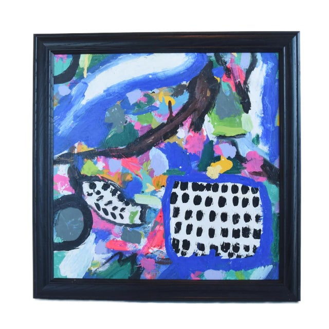Wood Melisa Farthing, Contemporary Colorful Abstract Oil Painting W/Custom Black Wood Frame For Sale - Image 7 of 7