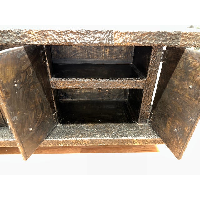 Early 20th Century Brutalist Hand Hammered Metal Clad Credenza For Sale - Image 18 of 18