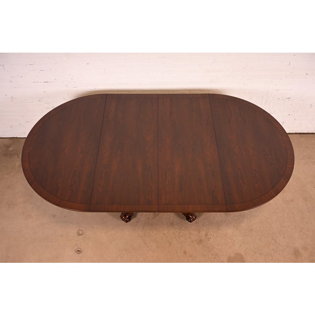 R. J. Horner Style Antique Victorian Carved Rosewood Pedestal Extension Dining Table | Newly Refinished For Sale - Image 11 of 14