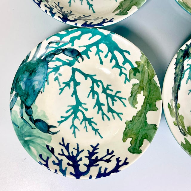Late 20th C Boho Chic Coastal Melamine Sea Creatures Salad Plates & Bowls - Set of 12 For Sale - Image 13 of 15