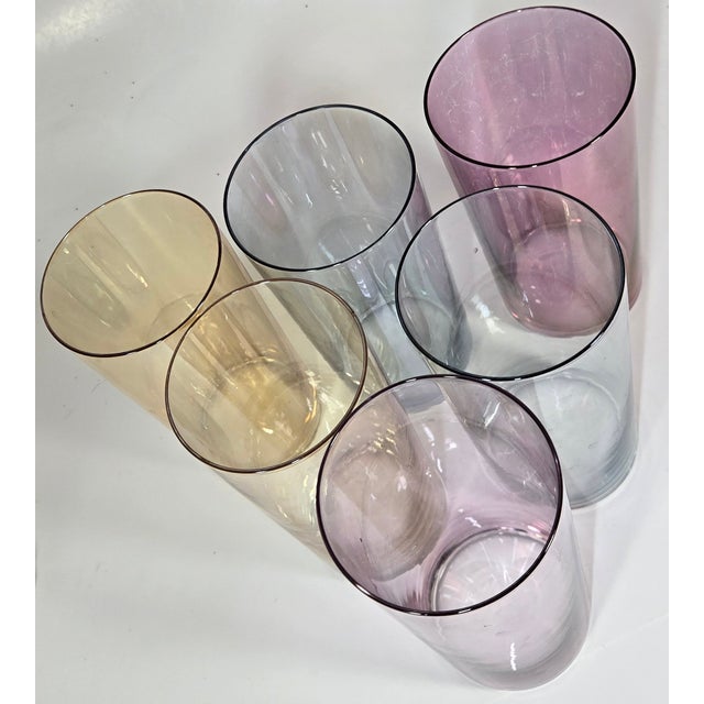 Glass Iridescent Art Nouveau Tumblers- Set of Six For Sale - Image 7 of 12
